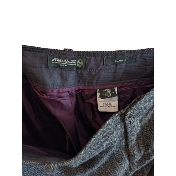 Eddie Bauer Wool Blakely Fit Herringbone Straight Leg Trousers Size 8 - Picture 5 of 6